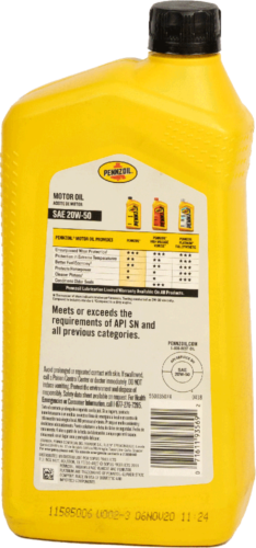 Pennzoil MO SAE 20w50 Cuarto